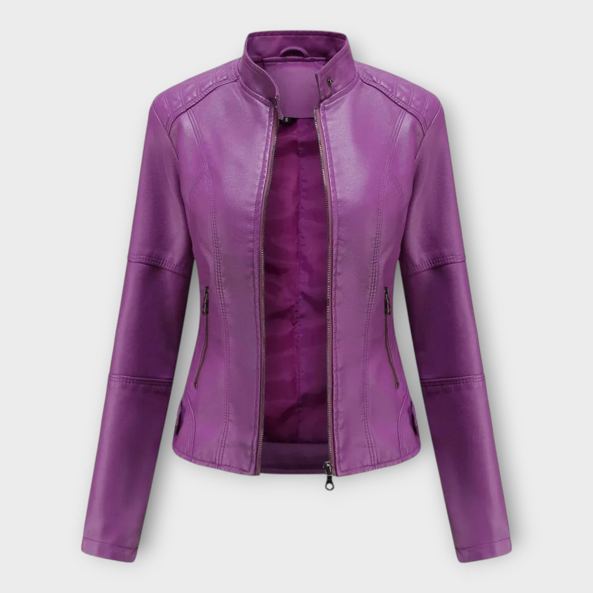 Külli | Elegant leather jacket with a modern line and timeless style