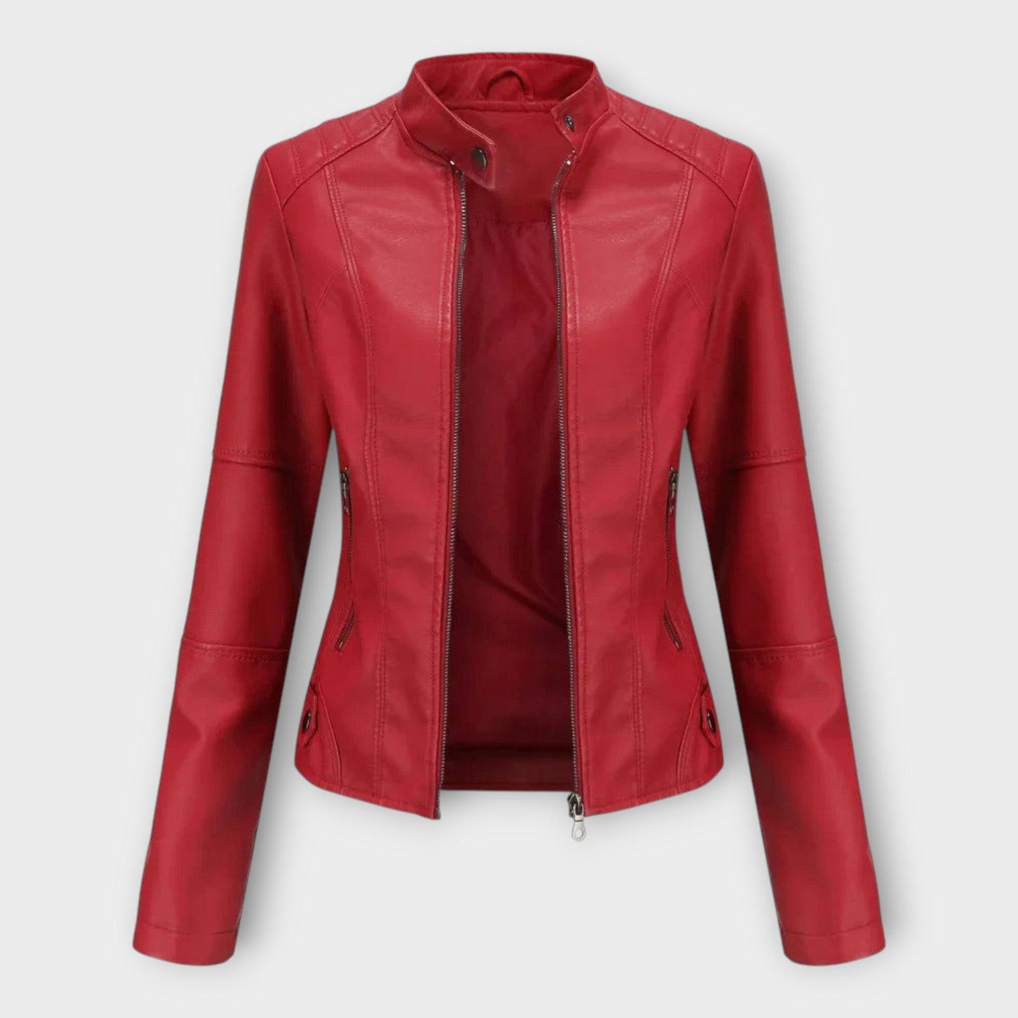 Külli | Elegant leather jacket with a modern line and timeless style