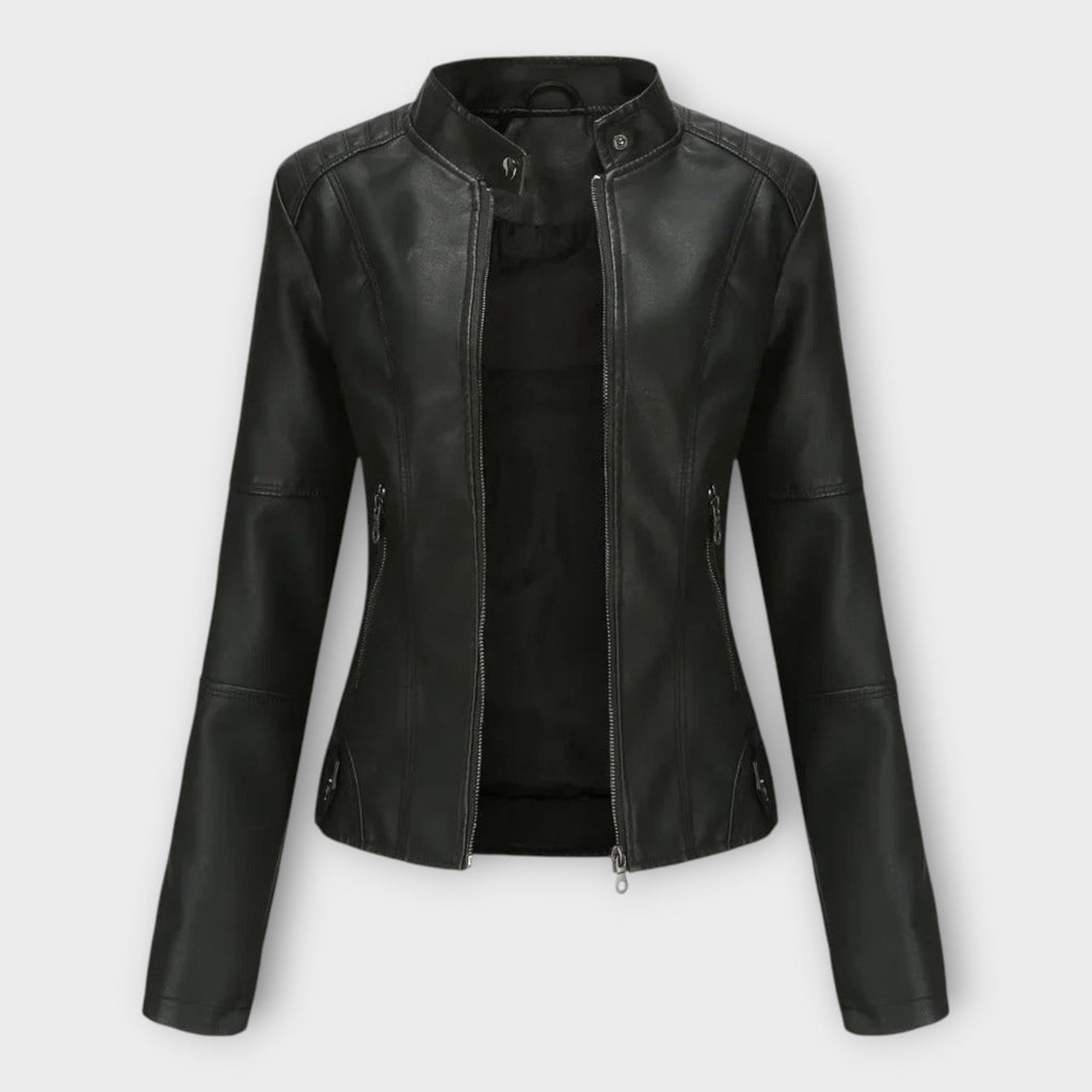 Külli | Elegant leather jacket with a modern line and timeless style