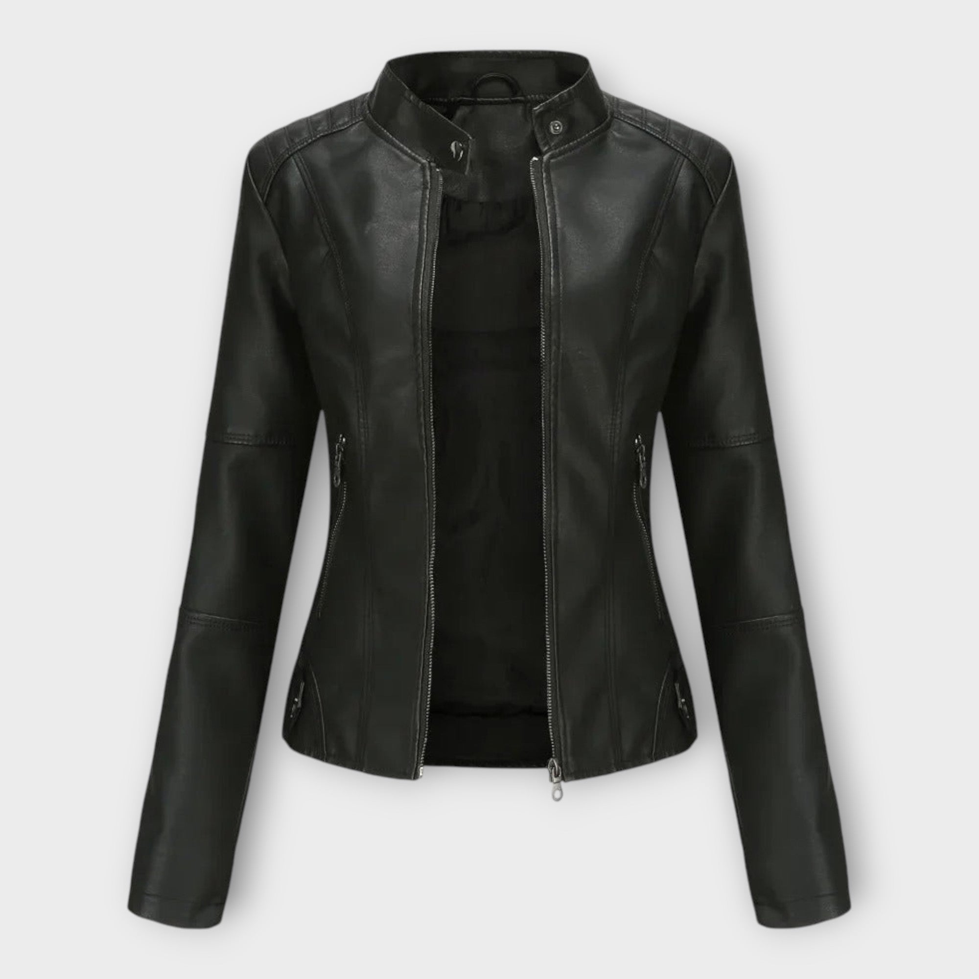 Külli | Elegant leather jacket with a modern line and timeless style