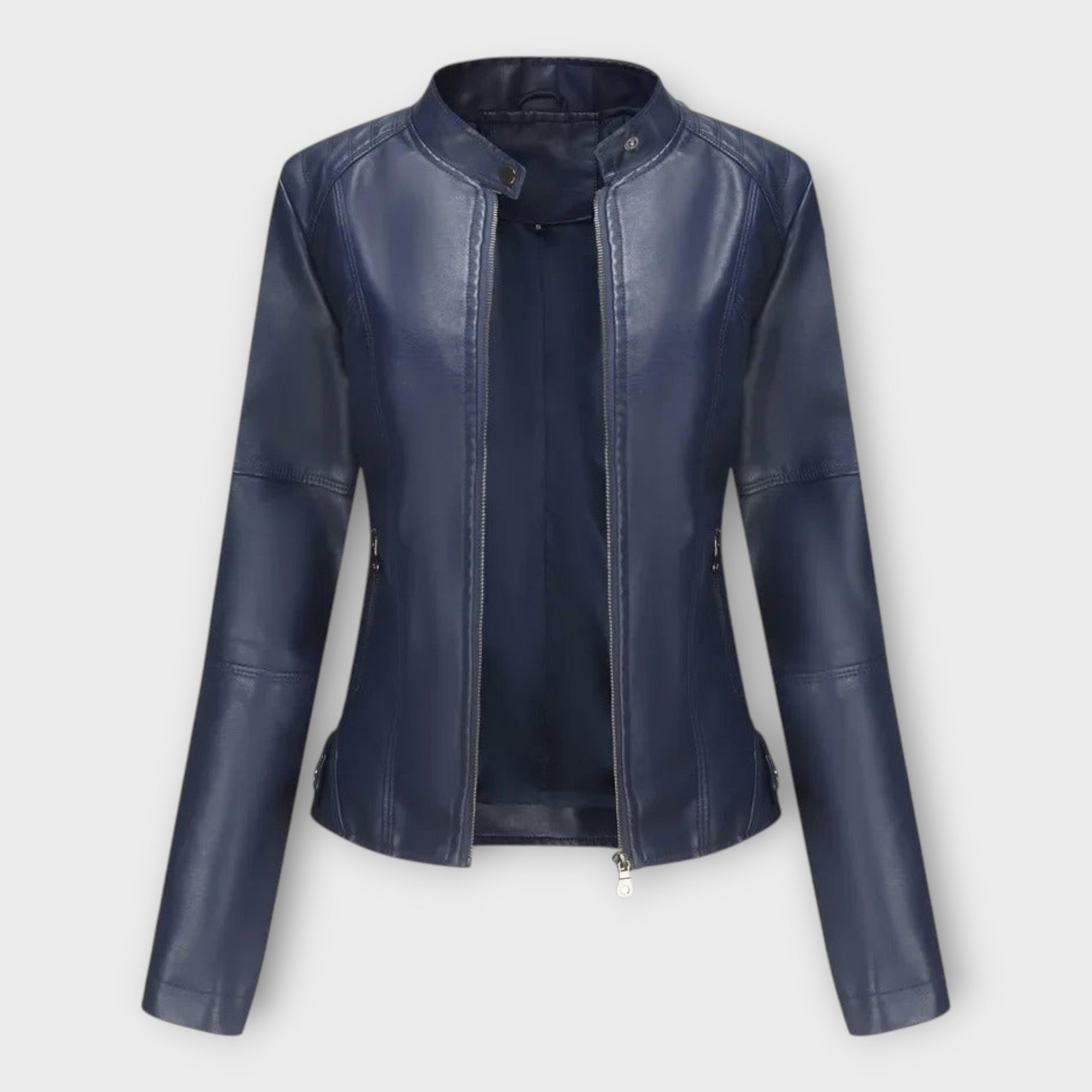Külli | Elegant leather jacket with a modern line and timeless style