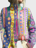 Maarit | Knitted High Neck Jumper with Sun Patterns