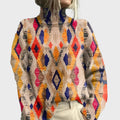 Sweater | Knitted High-Neck Geometric Pattern Top