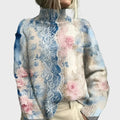 Salme | Knitted High-Neck Sweater with Elegant Floral Pattern