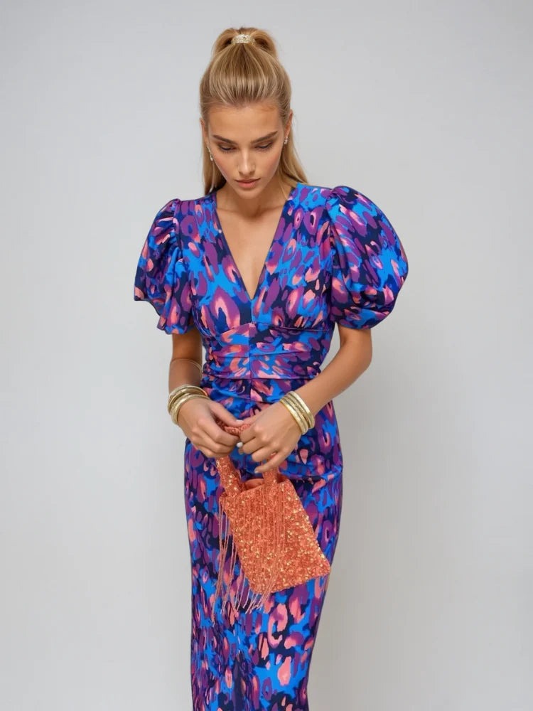 Noor | Midi Dress with Puff Sleeves