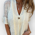 Eva | Knitted Top with V-Neck and Button