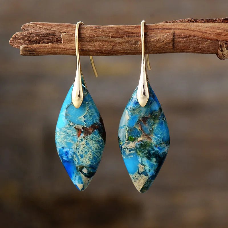 Drop Earrings with Natural Stone