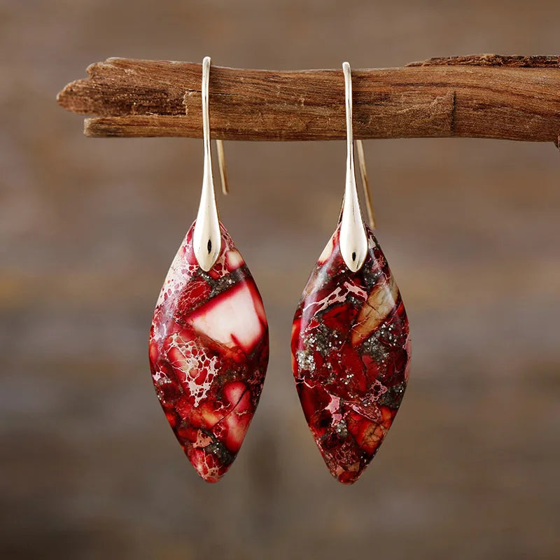 Drop Earrings with Natural Stone