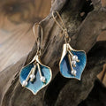 Gold and Blue Drop Earrings with Pearls